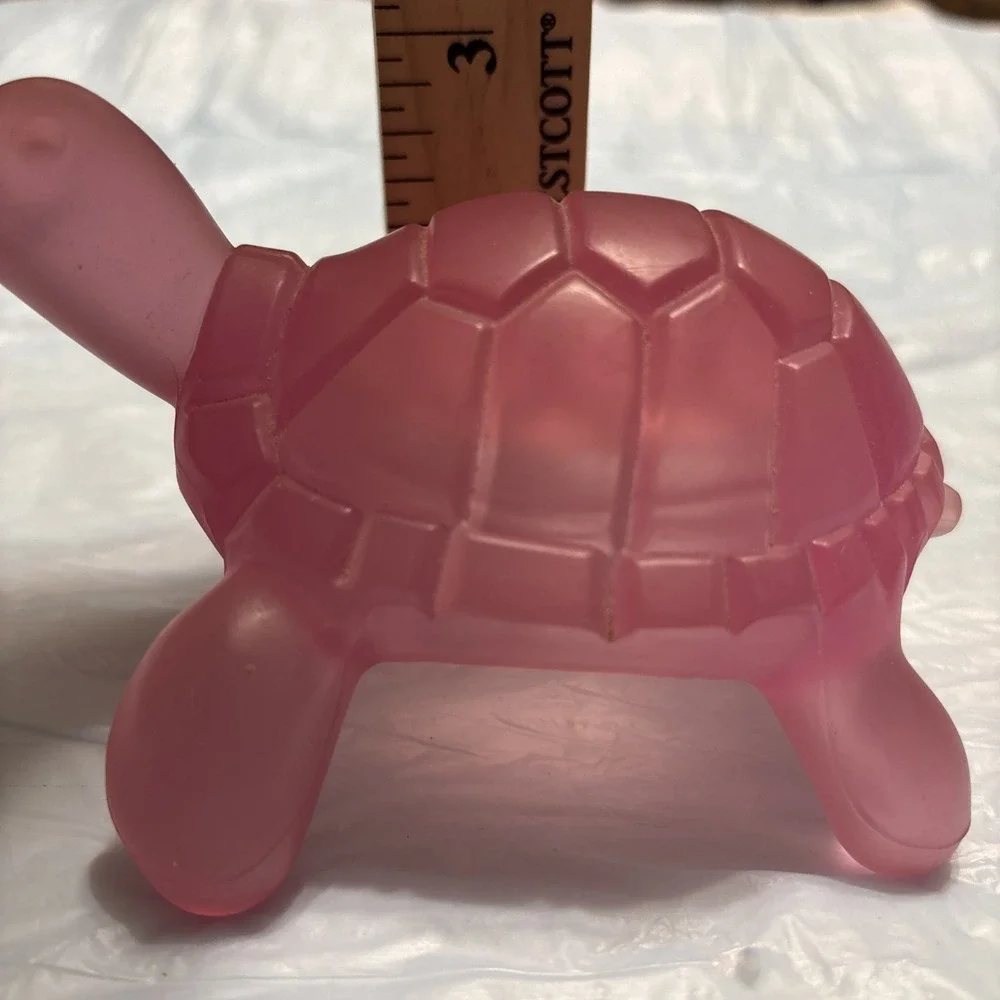 Vintage Pink Turtle Frosted Acrylic Resin Style Figurine 5